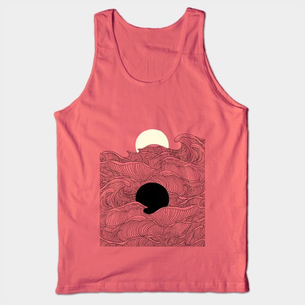 Abstraction Landscape Yin yang sun moon Ocean wave Tank Top by Chewbarber